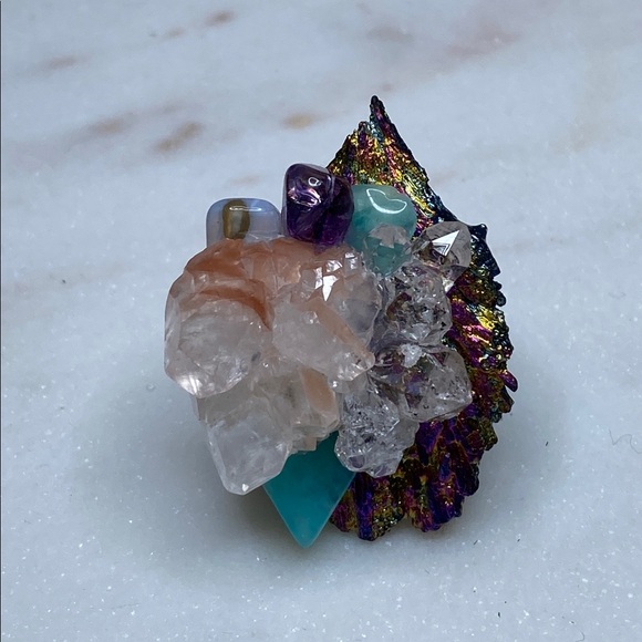 Jewelry | Adjustable Raw Crystal Statement Ring Luxury Natural Druzy ...